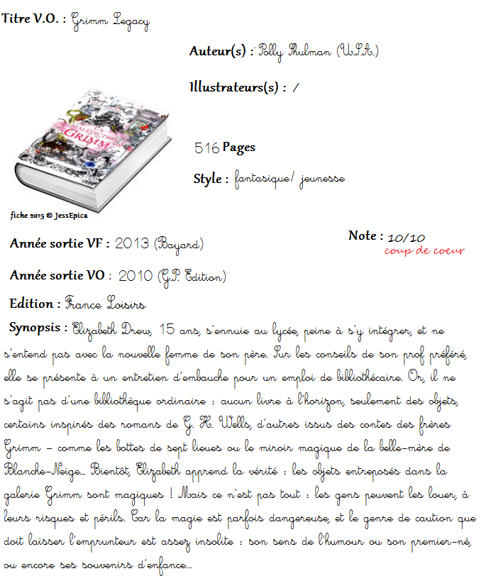 Grimm Legacy, tome 1 : La malédiction Grimm de Poly Shulman