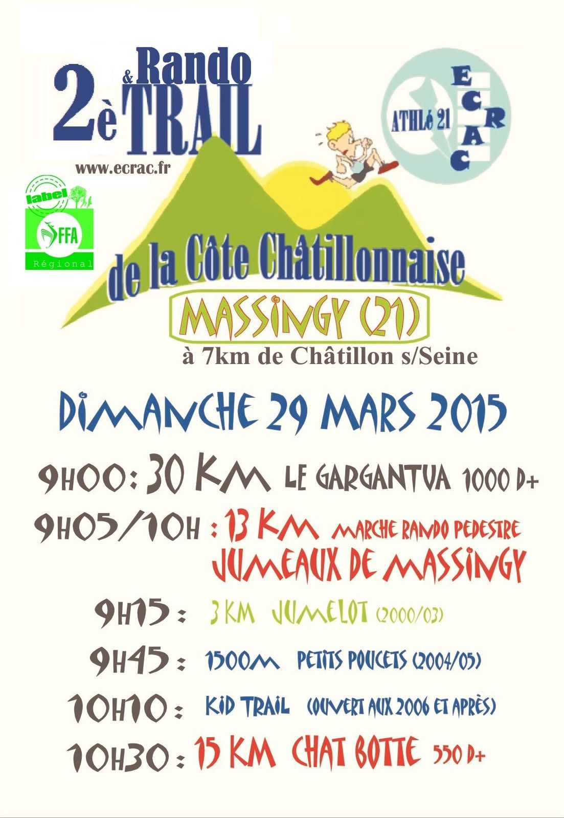 Dimanche 29 mars 2015 - Trail de la Côte Chatillonnaise - Massingy