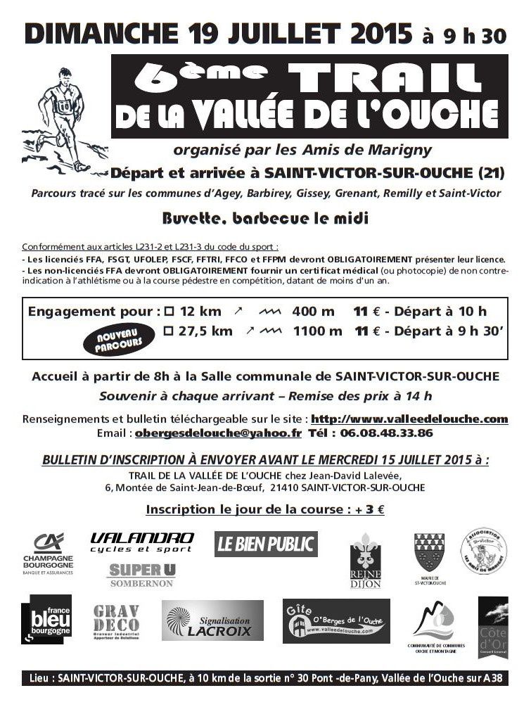 Dimanche 19 juillet 2015 - Trail de la Vallée de l'Ouche - Saint-Victor-sur-Ouche