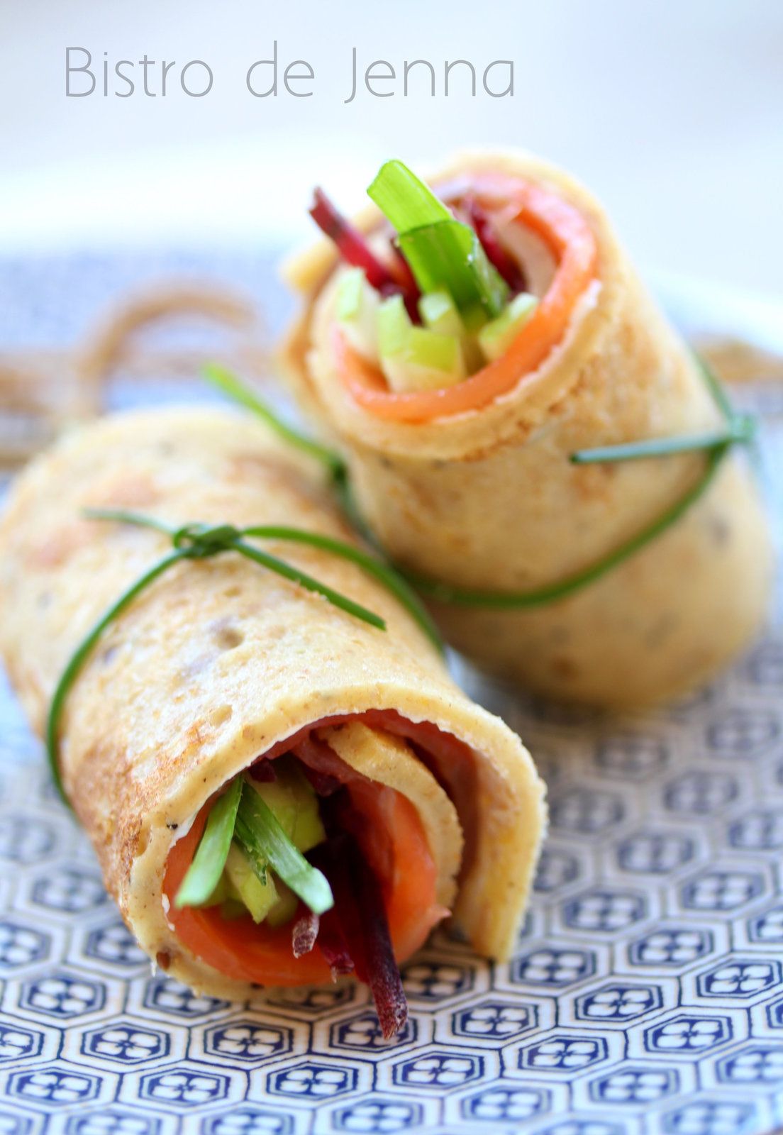 Crêpes aux graines, truite fumée et pommes Granny