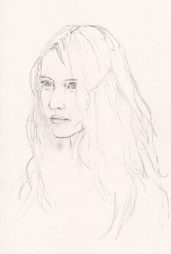 Esquisse au crayon : portrait d'une jeune femme - Les dessins de Laure