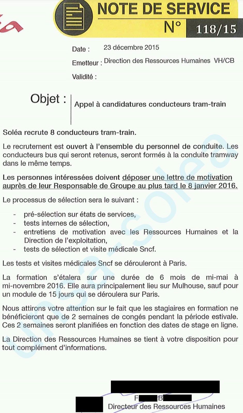 Lettre De Motivation Sncf Conducteur De Train Note de Service 118/15 - Appel à candidatures conducteurs tram-train -  L'équipe UNSA Soléa