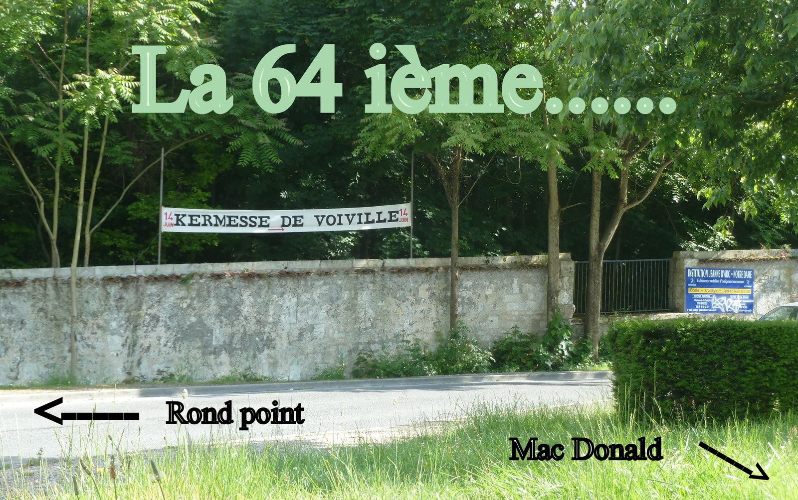 Depuis quelques années cette kermesse paroissiale semble subir un bon regain de fréquentation, était-ce du fait de l'usure depuis 52 ans ? En effet c'est la 64ième édition de cette fête très famille. Ce terrain appartient à l'évêché et il est donc prêté pour cette manifestation. En 1952 le curé de St Eutrope, Jean Robert, a eu cette idée de petit génie (dans les bois.... normal) de lancer cette manifestation, ainsi de nombreux paroissiens et autres laïcs lui avaient emboîté le pas. Les stands se préparent, sur le terrain, ce lundi on ne trouve que Jean (Peret) et Joël. mais dans les jours à venir les renforts vont arriver pour monter les nombreux stands avec tous ces jeux très familiaux....pêche à la ligne, chamboule-tout (boites de conserves), poules, fléchettes, brocante, tir carabine plomb, poney, auto folle, etc...... (voir le tableau). Pour la partie histoire: André Peret était présent dès le lancement de cette kermesse, un autre nom a été donné... Marie-Madeleine Julien, des anciens certes, mais des actifs permanents. A dimanche 14 juin.... avec le soleil.