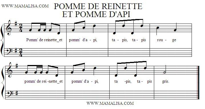 Pomme de reinette et pomme d'api (texte et partition) - Le blog d'Isabelle  (nounou)