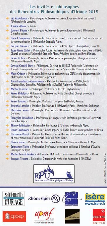 Rencontres philosophiques d’Uriage 2015 - Programme