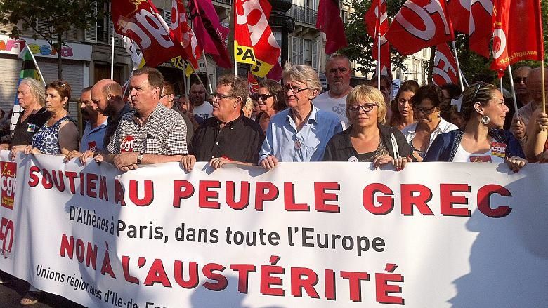 Jean-Claude Mailly à la manifestation de soutien au peuple grec, le 2 juillet à Paris