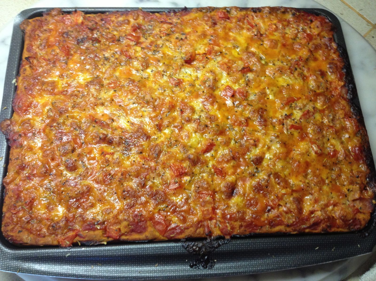 Pizza pâte liquide jambon tomates mozzarella et comté passioncuisine