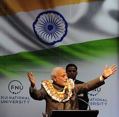 Prime Minister Narendra Modi speaks at Fiji National University.
