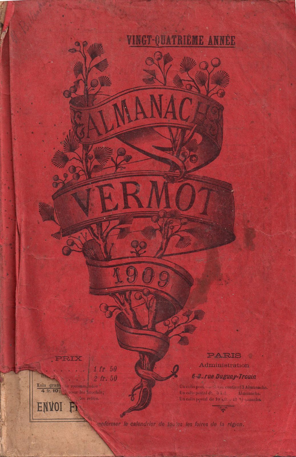 Almanach Vermot 1909 : Maladie de l'automobile, la langue de demain, la Terre menacée par l'électricité