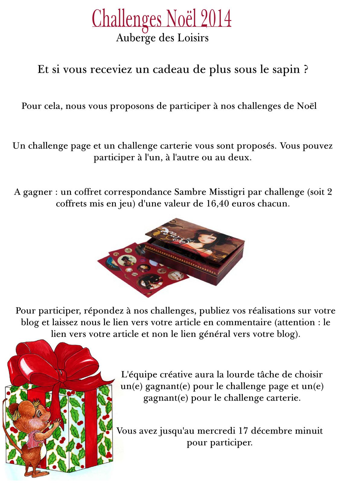 Challenges de Noël chez Auberge des Loisirs !!! - Stefsav-enmodescrap