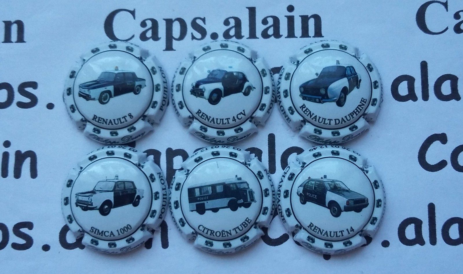 6 BELLES CAPSULES CHAMAPGNE DOURY VOITURE POLICE NEWS