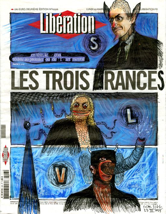 À la Une de Libération : première planche de la BD &quot;Les trois rances&quot;