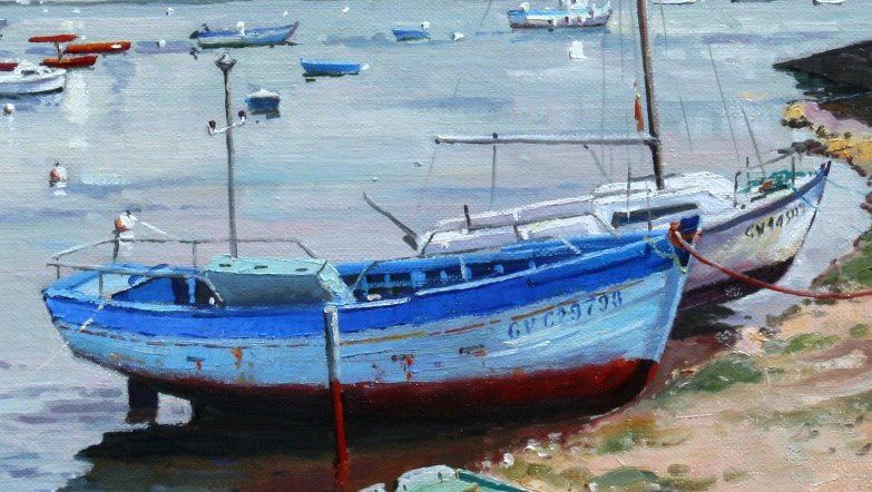 Une nouvelle peinture à l'huile marine : lumière d'hiver au port de Sainte-Marine. De circonstance en ce début de saison hivernale...