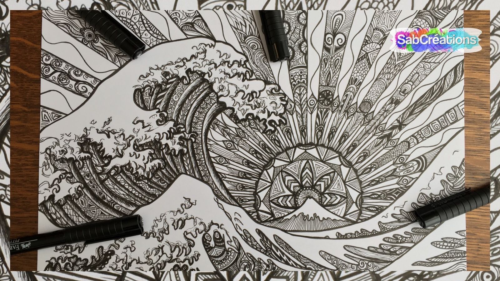 Dessin la vague Encre de Chine SabCreations SabCréations Dessin la vague Encre de Chine SabCreations