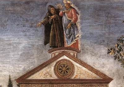 Les trois tentations du Christ (détail), Botticelli, Chapelle Sixtine