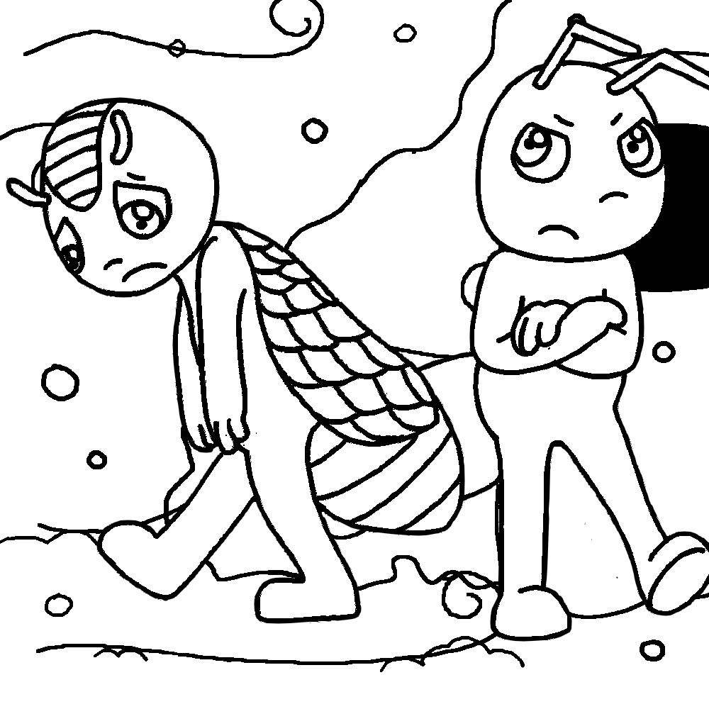 Coloriage Cigale Et La Fourmi