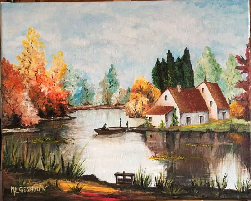 Paysage d'automne, peinture acrylique sur toile - Le blog de Laury