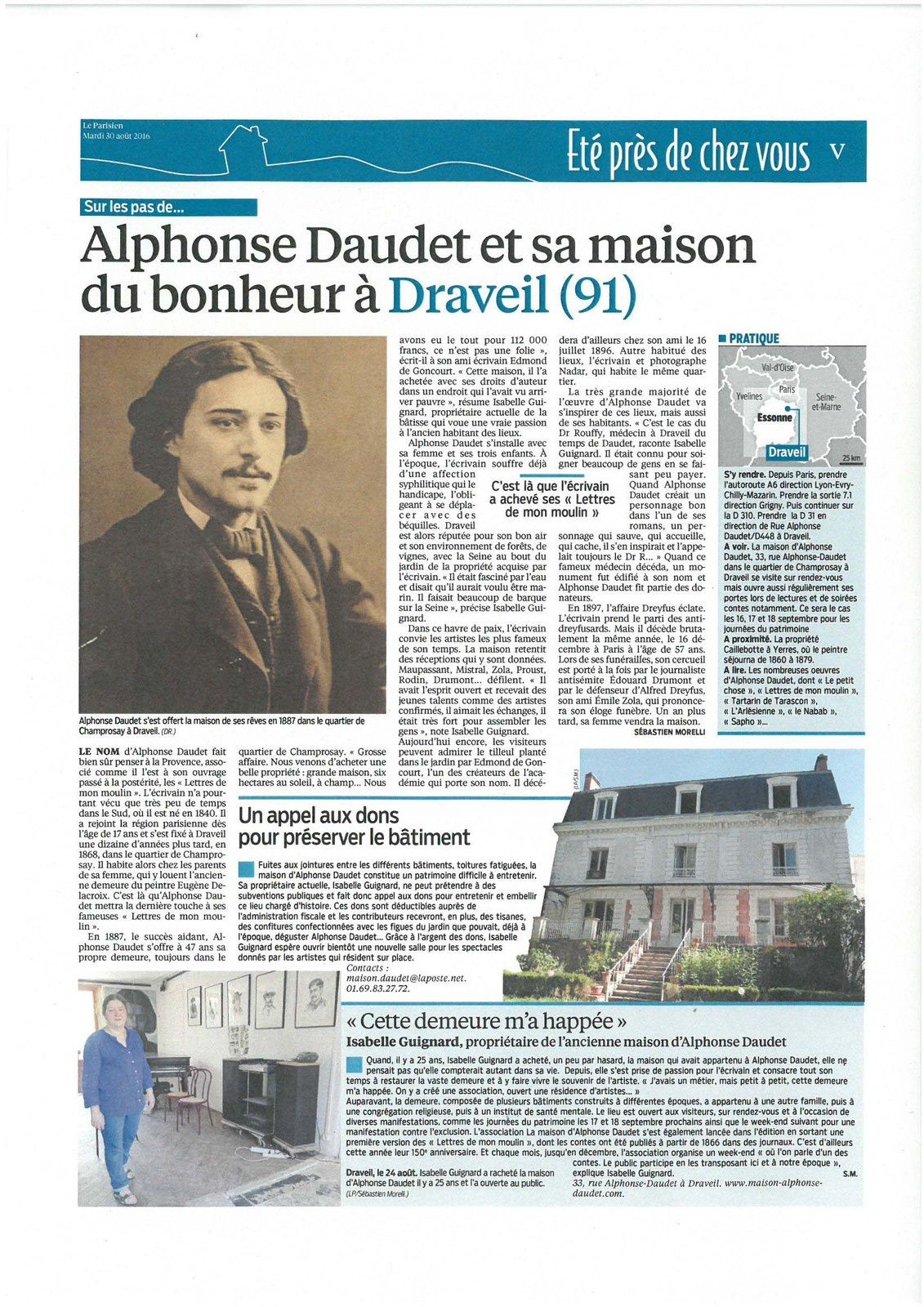 "la maison du bonheur": un bel article du Parisien sur la maison Daudet