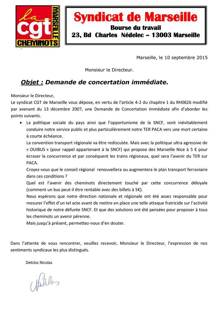 OUIBUS: les cheminots CGT de Marseille demande des explications à la SNCF