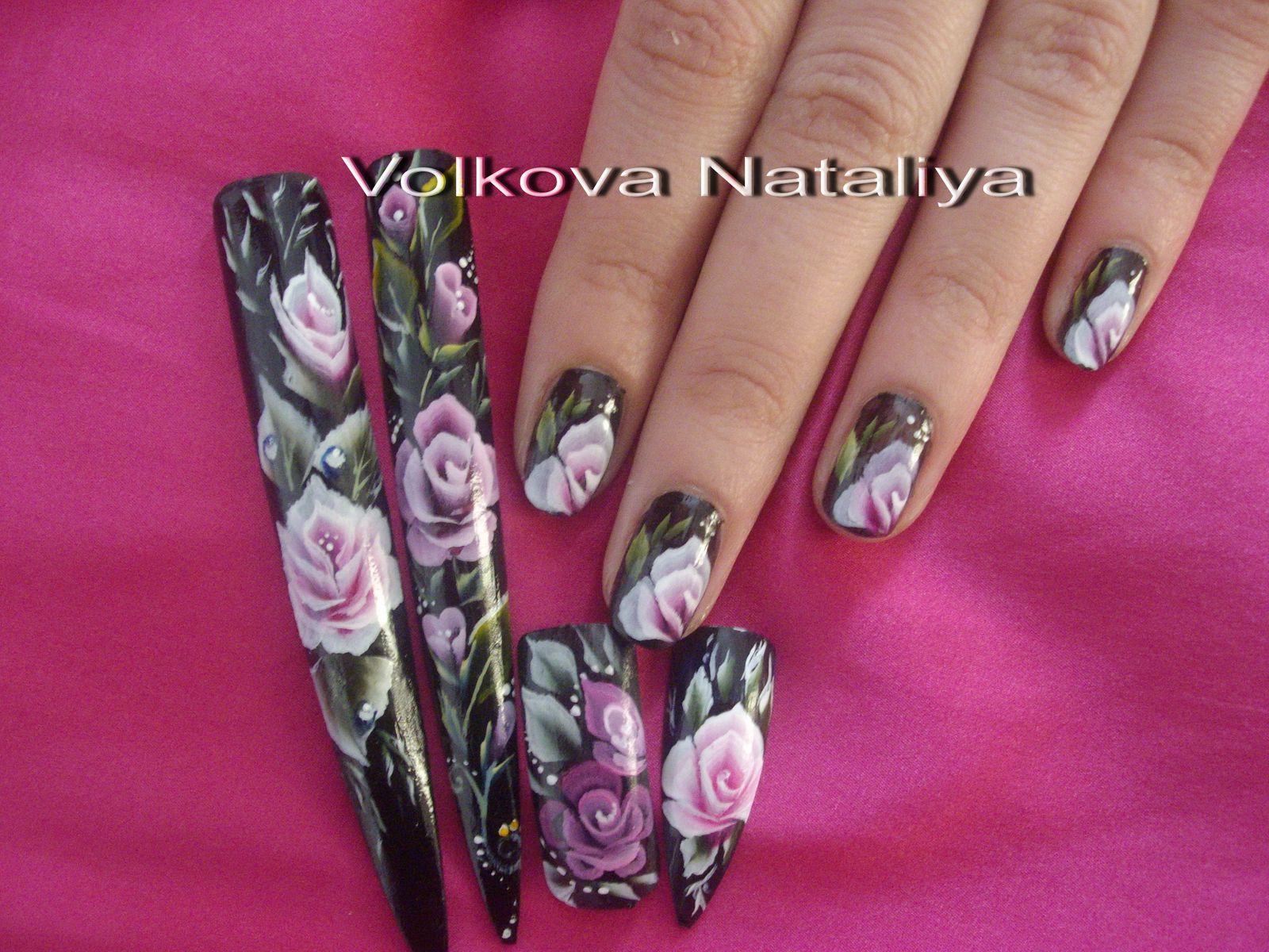 One stroke, micropittura sulle unghie. Nail art rosa -  nailartmicropittura.over-blog.com