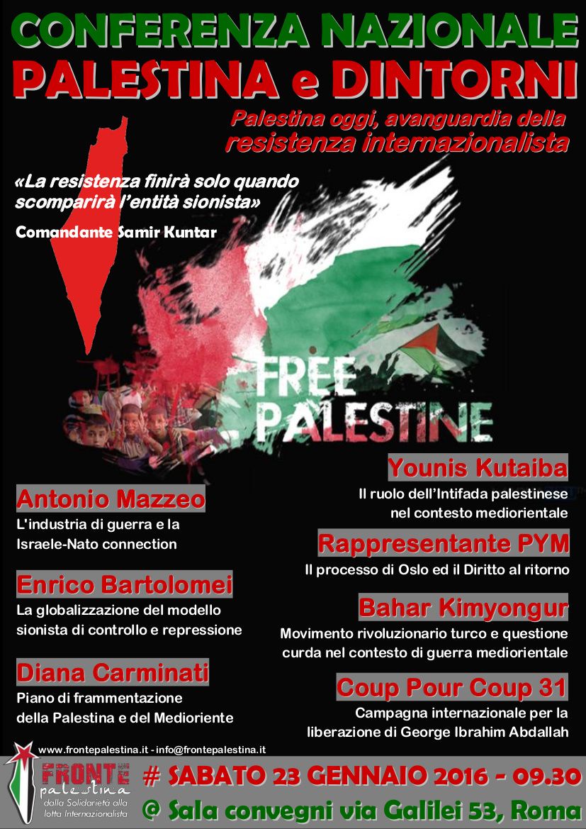 Conférence sur la Palestine et Georges Abdallah à Rome