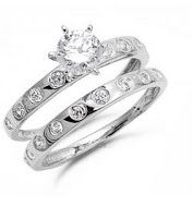 silver CZ wedding rings