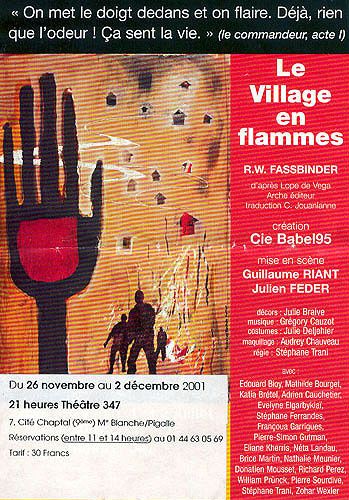 LE VILLAGE EN FLAMMES - Cie Babel 95 (Novembre-Décembre 2001)