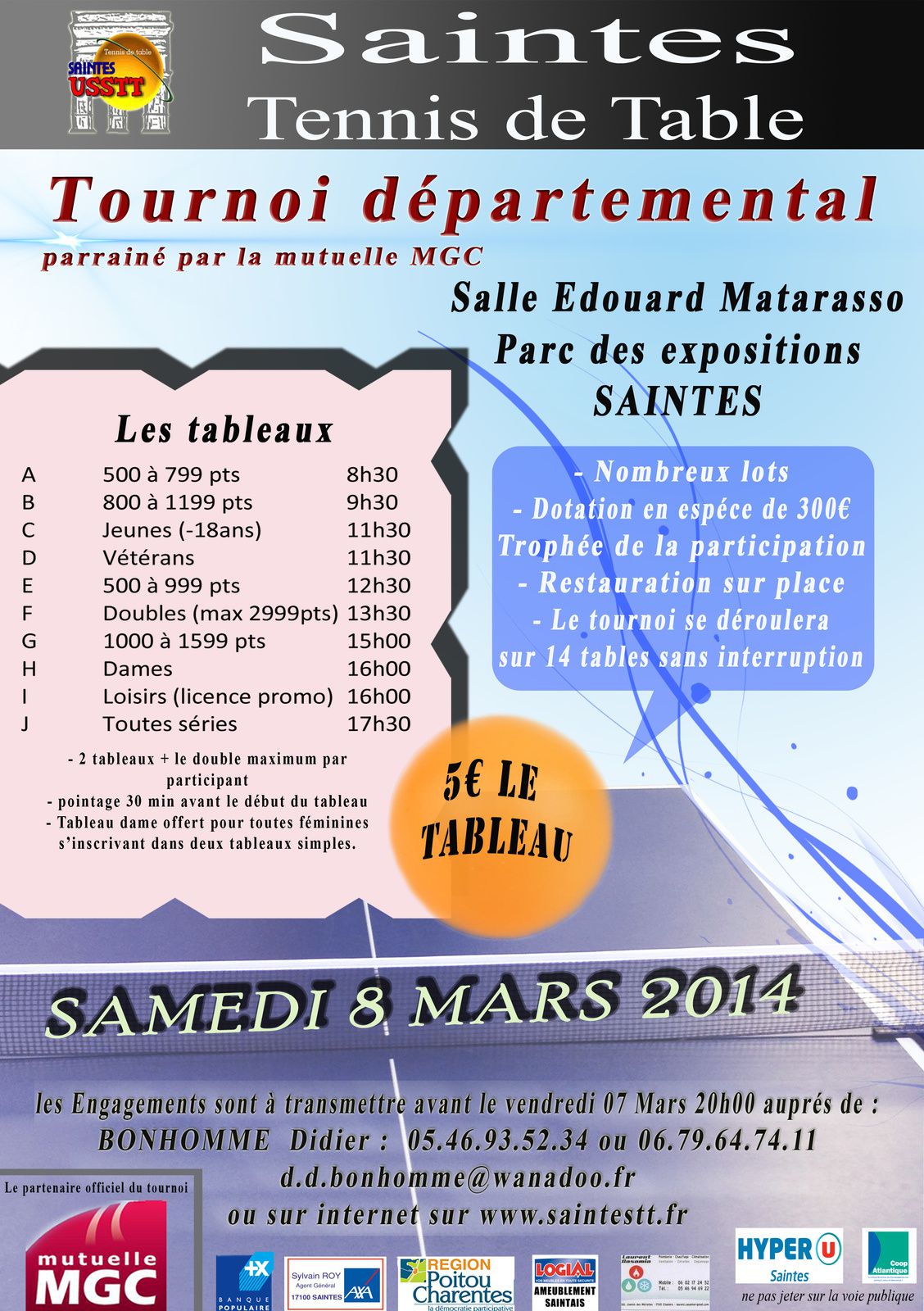 Tournoi Départemental de SAINTES le Samedi 8 Mars 2014