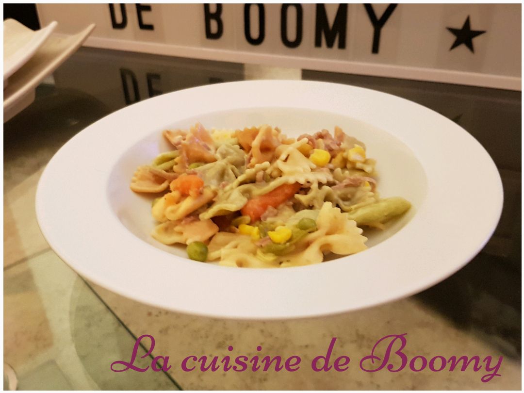 Pâtes tricolores aux légumes et au râpé de jambon (Cookeo) - La cuisine de  Boomy