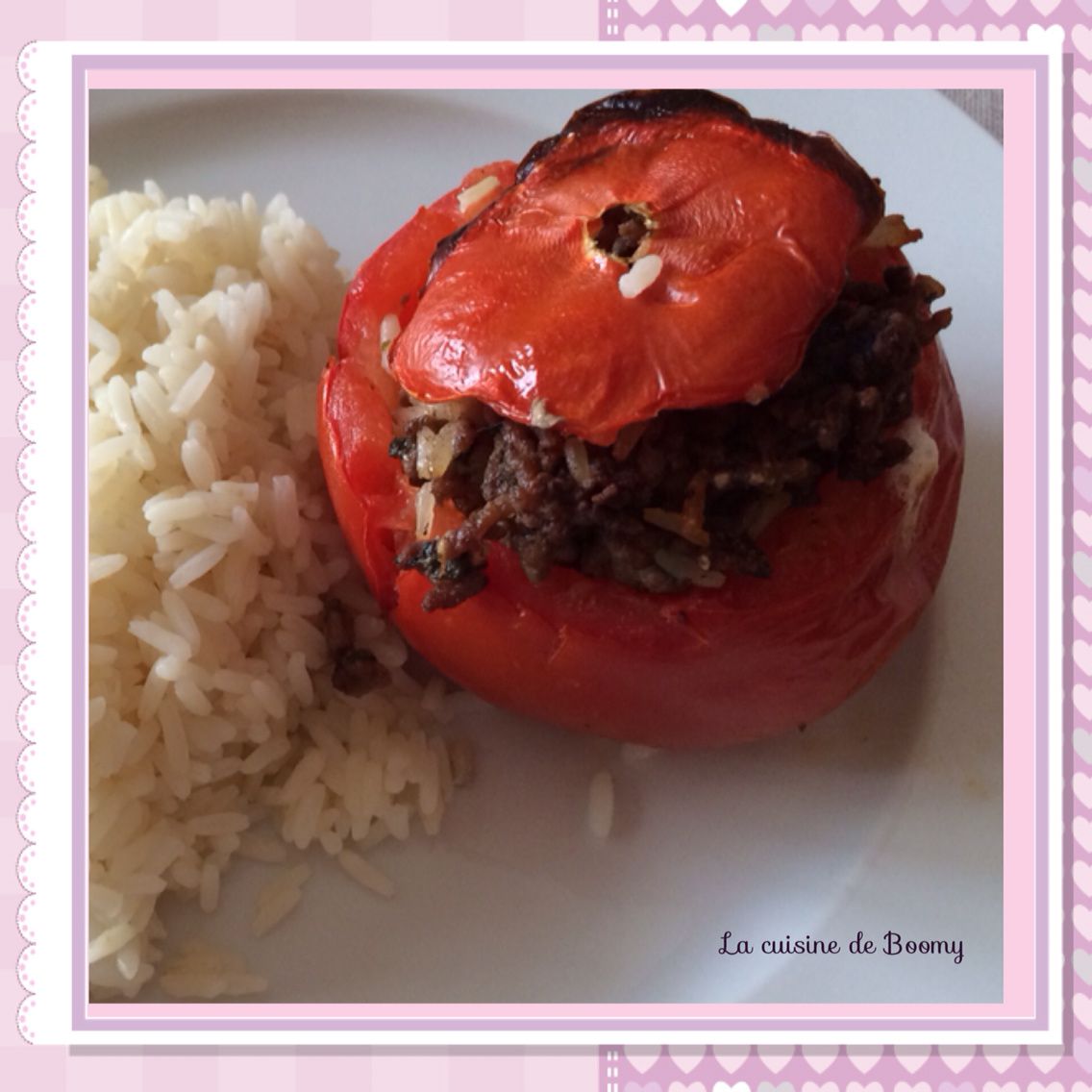 Tomates farcies riz et viande hachée WW - La cuisine de Boomy
