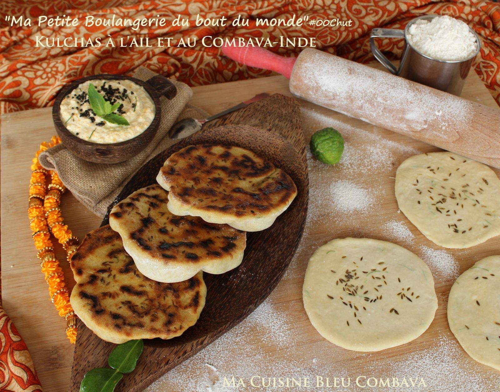 Kulchas à l'ail et au Combava- Pains Indiens- Inde