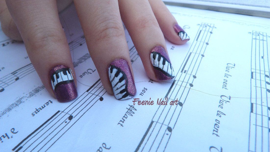3. Black and White Piano Nail Art - wide 3