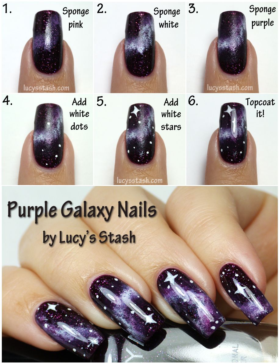 Purple Galaxy Nails with TUTORIAL feat. Zoya Payton