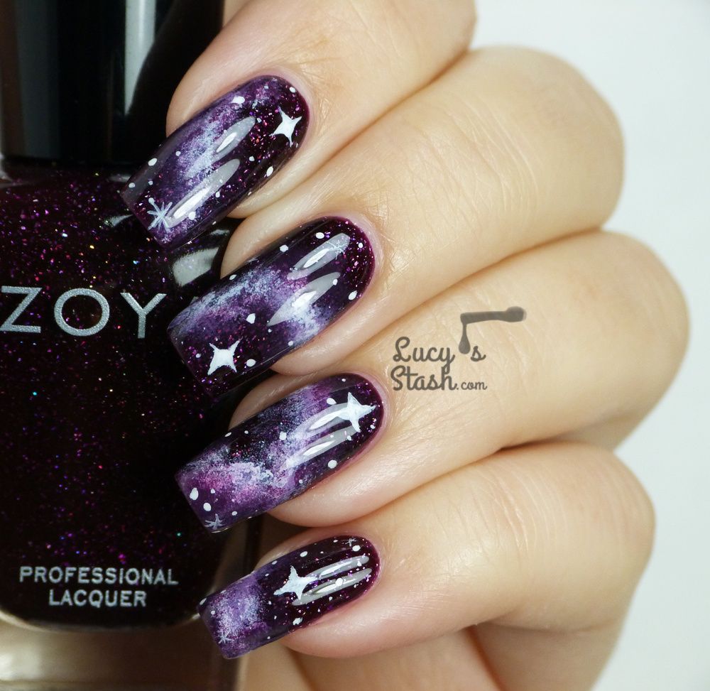 Purple Galaxy Nails with TUTORIAL feat. Zoya Payton
