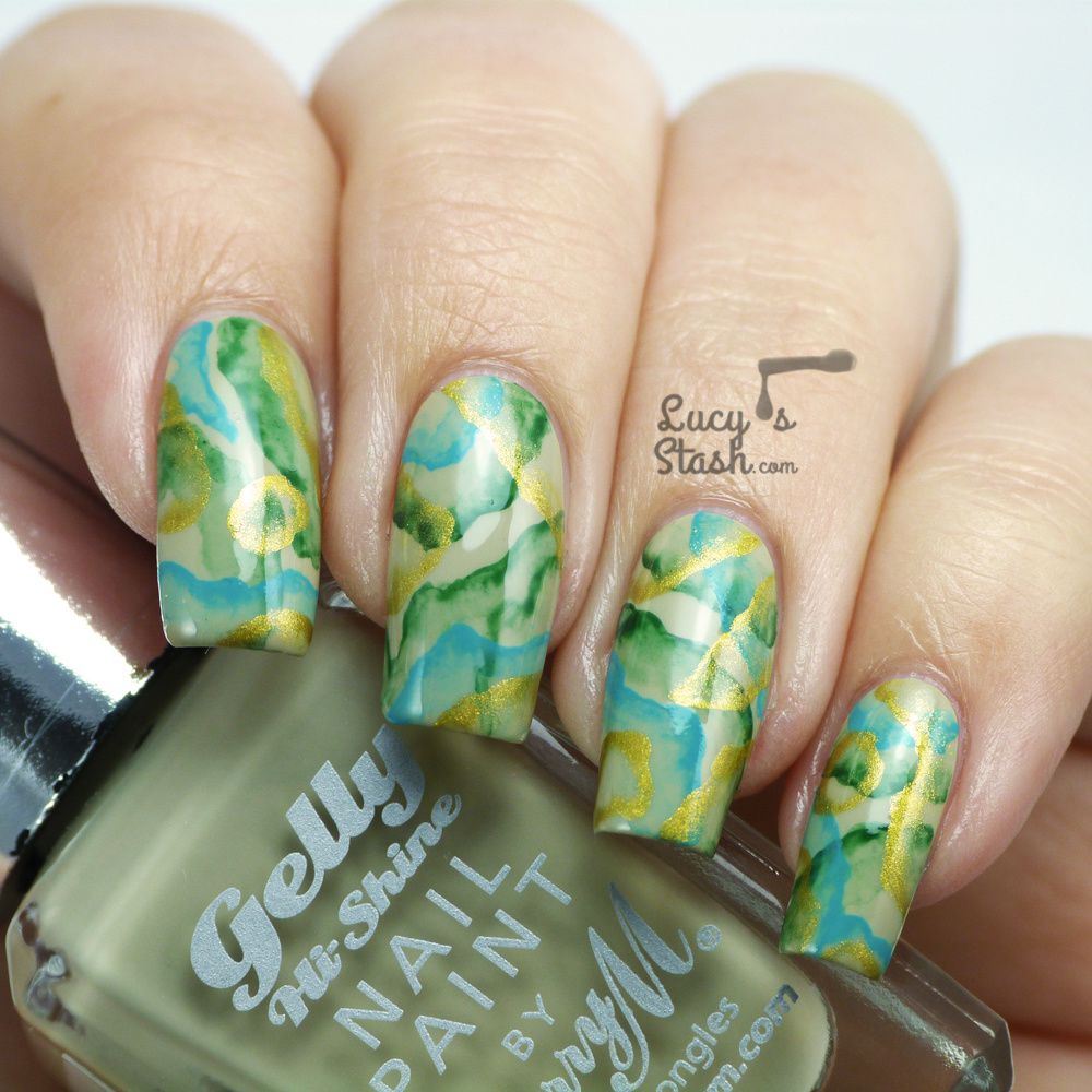 Precious Stone Abstract Nail Art feat. Barry M Olive  Lucys Stash
