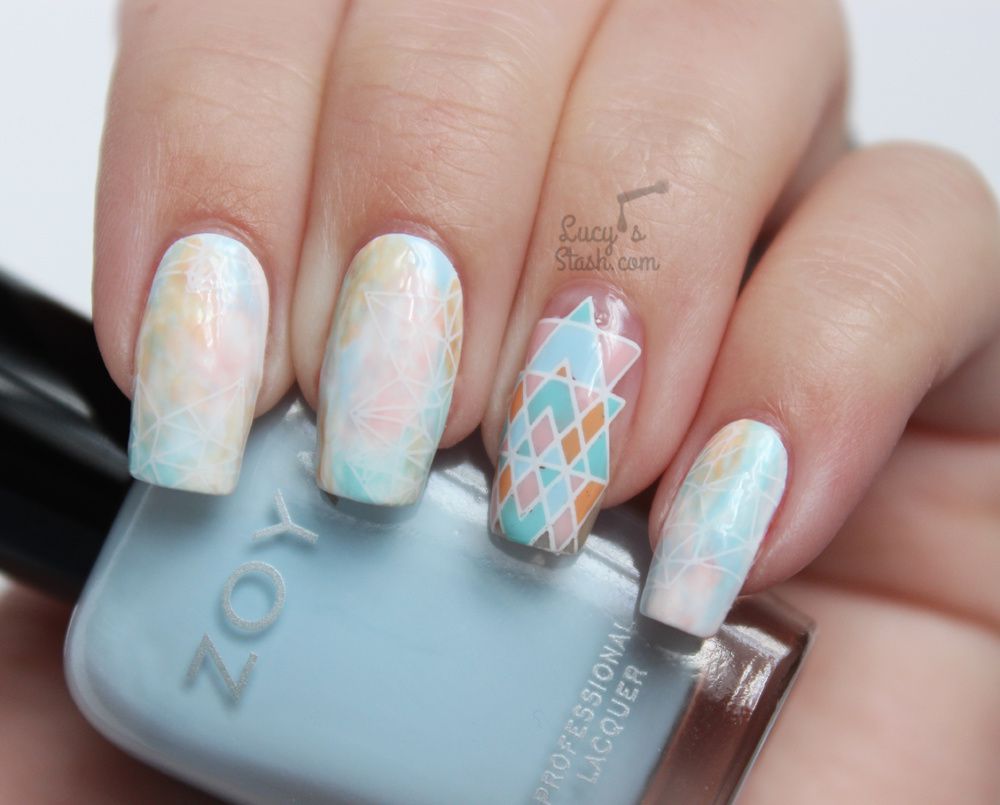 7. Pink and Gold Geometric Nail Art - wide 2