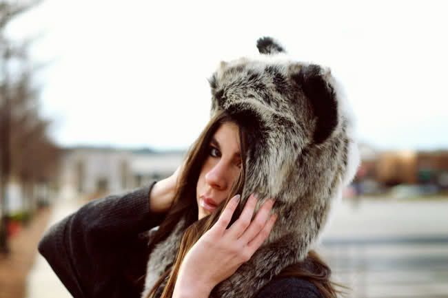 wolf spirit hood, scarf, fur