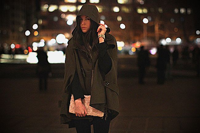 Asos cape, Balenciaga Platform loafers, fashion, Marc Jacobs watch, New York Fashion Week at Lincoln Center