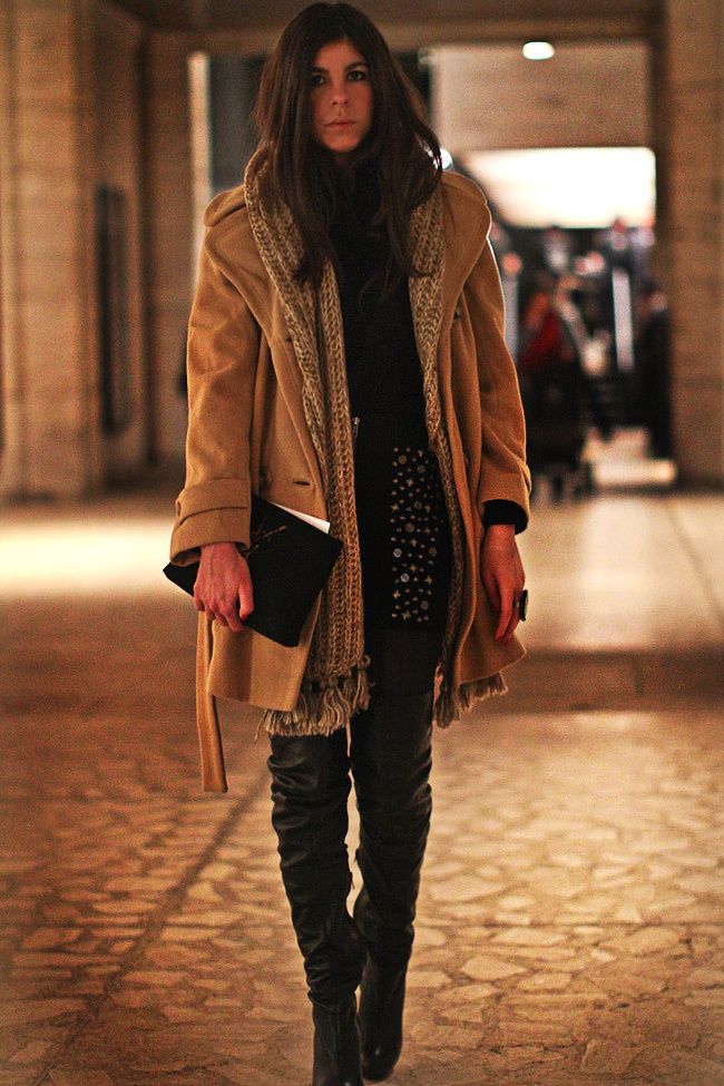 Fashion, Topshop boots, Camel coat, YSL clutch
