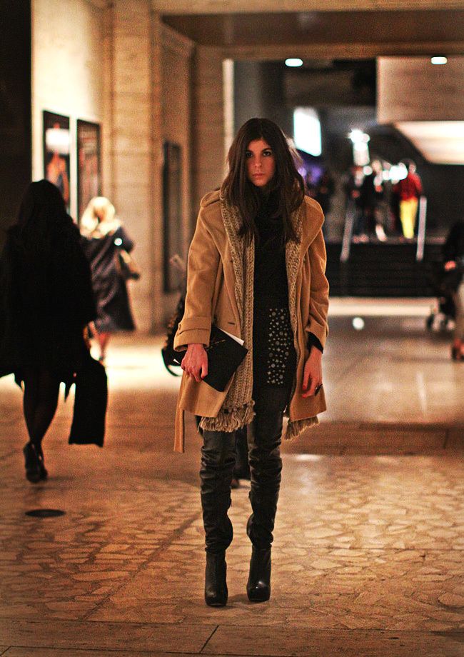 Fashion, Topshop boots, Camel coat, YSL clutch