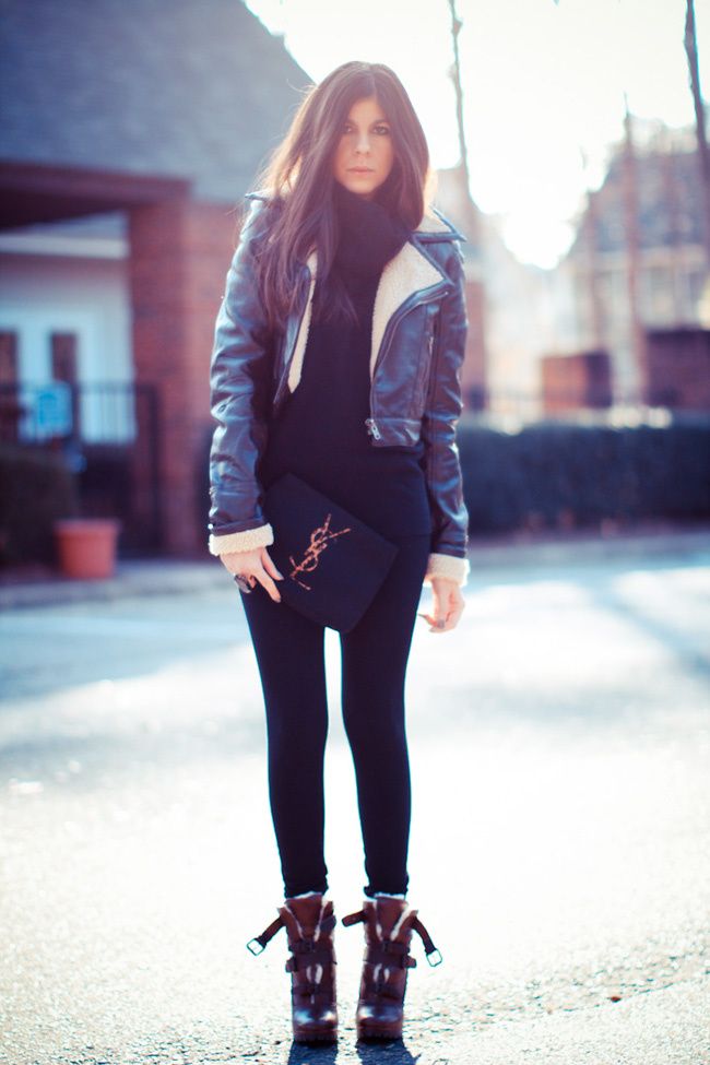 Fashion, Outfit, Dolce Vita boots, Burberry Shearling Jacket, YSL