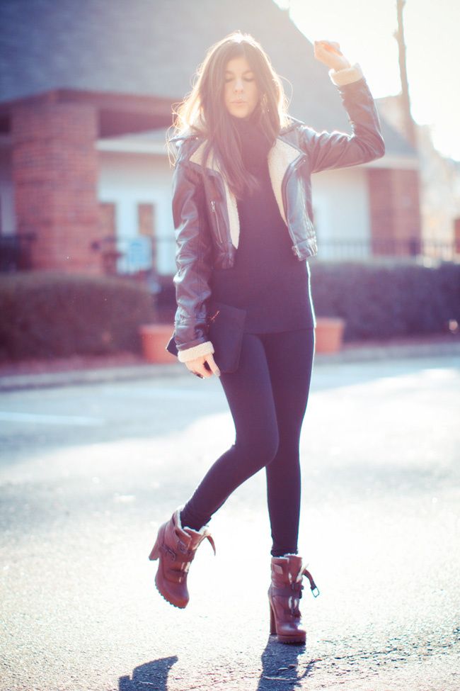 Fashion, Outfit, Dolce Vita boots, Burberry Shearling Jacket, YSL