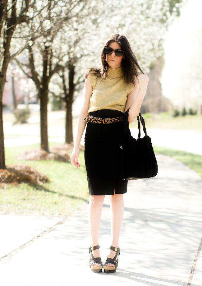 Calvin Klein, Fashion, Pencil Skirt, Balenciaga Sandals