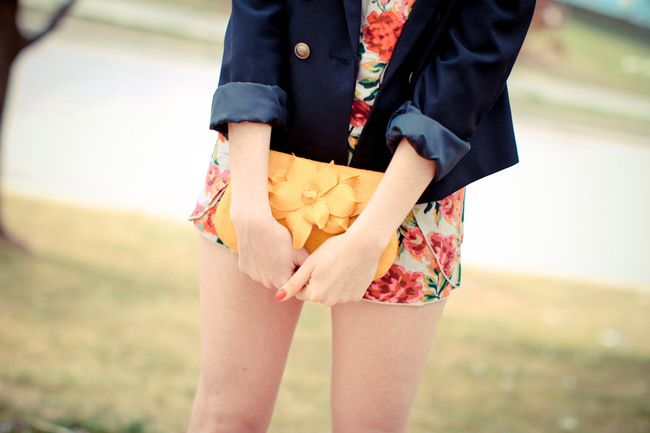 H&M blazer, Kimchi Blue Romper, Urban Outfitters, Mar Y Sol Clutch