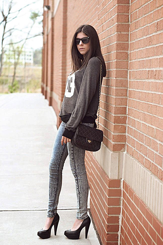Wildfox Couture, Fashion, Aldo pumps, heels, Acid Wash skinny jeans