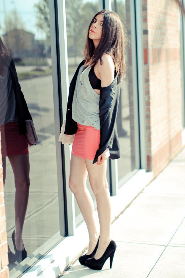 Fashion, Alexander Wang Tank, Asos Ashley Olsen Skirt, Hot pink, Suede Heels, Black Blazer