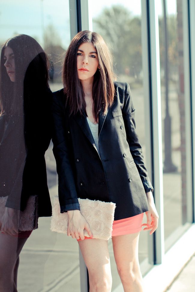 Fashion, Alexander Wang Tank, Asos Ashley Olsen Skirt, Hot pink, Suede Heels, Black Blazer