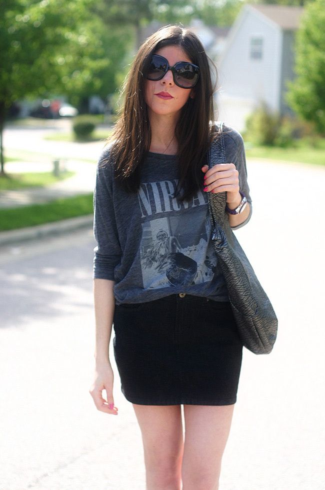 Chaser Tee, Behnaz Sarafpour Skirt, Dior Sunglasses, Costume National sandals, Volcom bag, Michele watch
