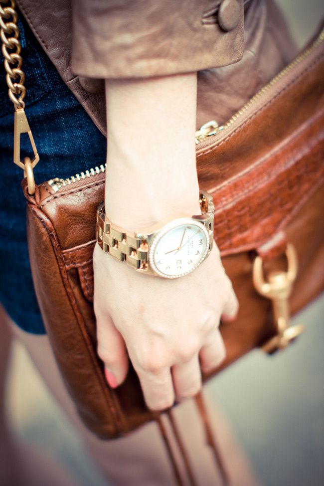 Leather jacket, IOC shorts, Ash wedges, Forever 21 T-Shirt, Rebecca Minkoff bag, Marc Jacobs watch