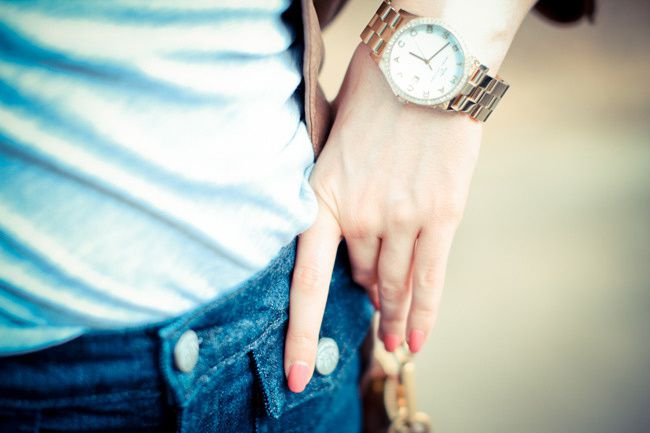 Leather jacket, IOC shorts, Ash wedges, Forever 21 T-Shirt, Rebecca Minkoff bag, Marc Jacobs watch